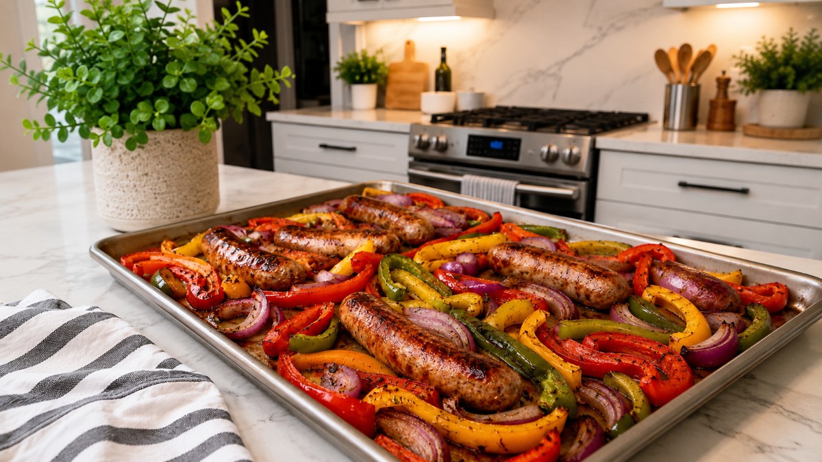 Sheet Pan Sausage and Peppers
