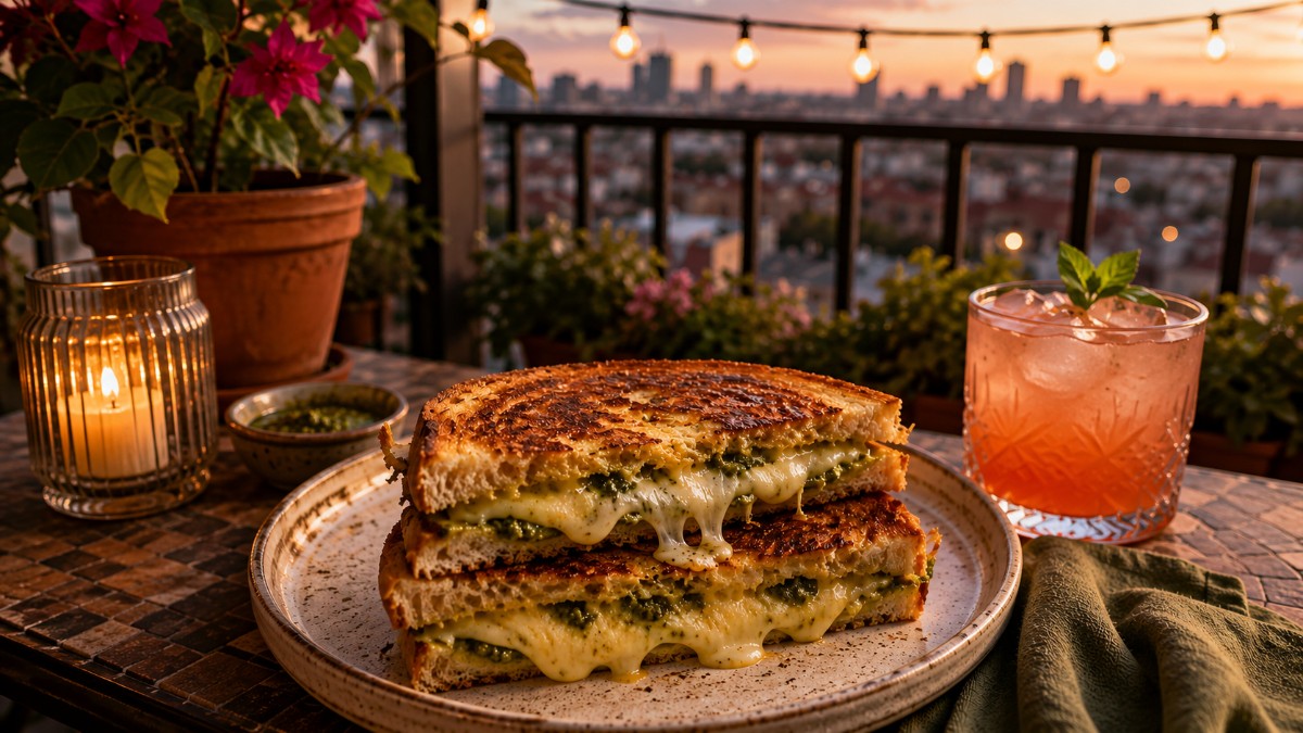 Triple Cheese Pesto Grilled Cheese