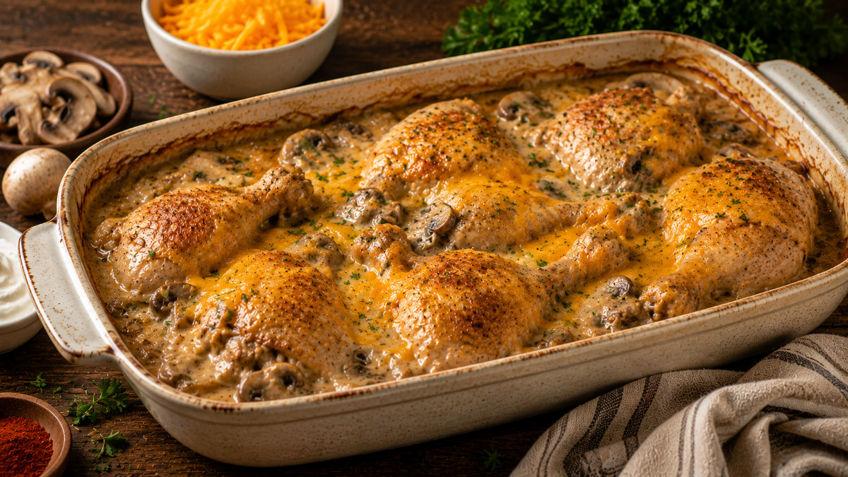 Chicken Bake with Mushrooms and Sour Cream