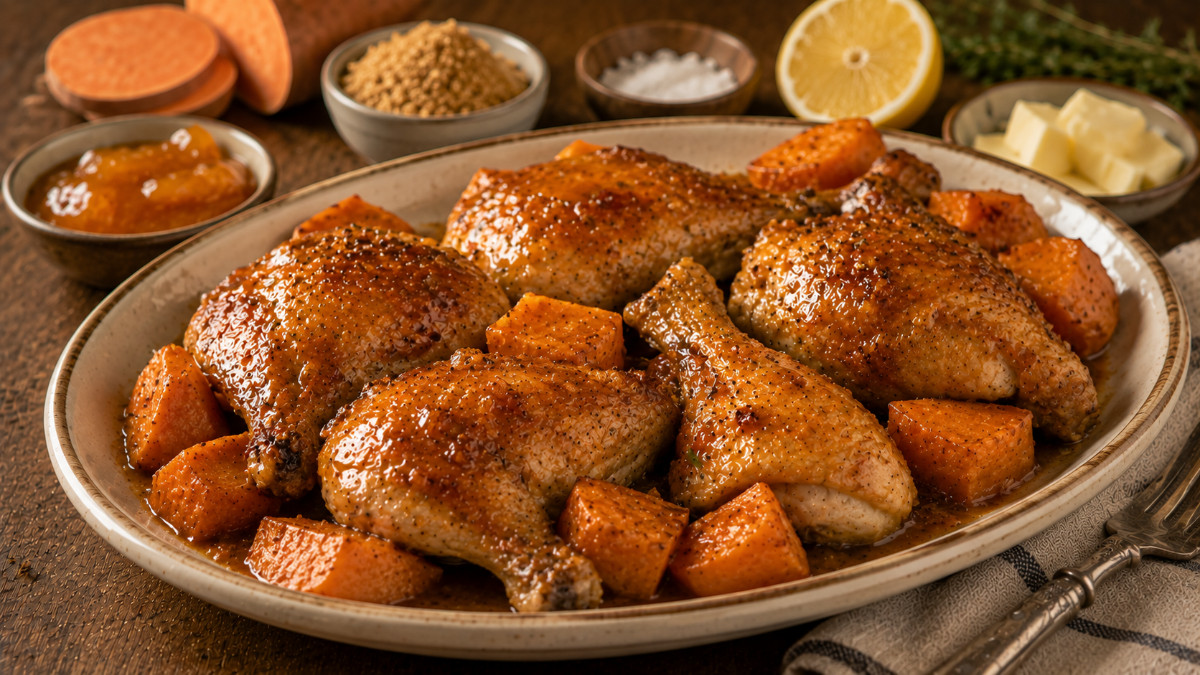 Louisiana Baked Chicken and Sweet Potatoes