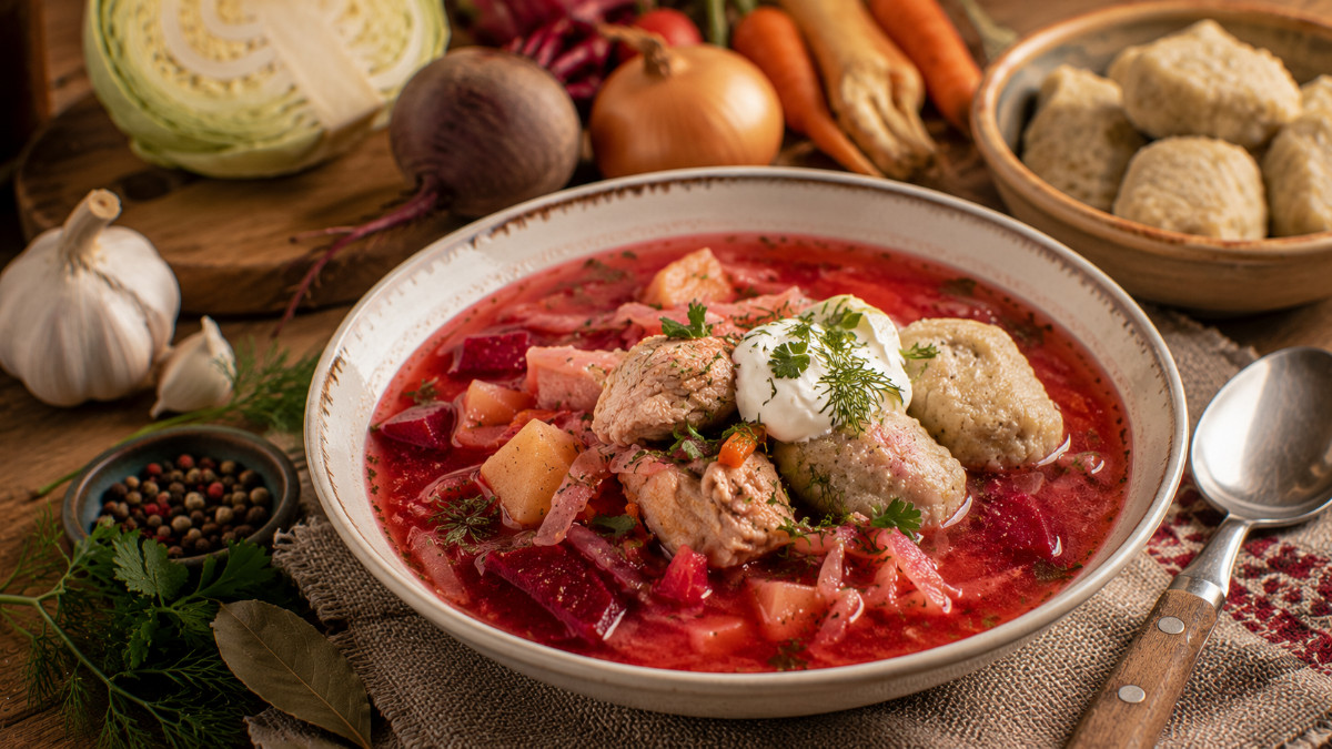 Borsch with Buckwheat Dumplings